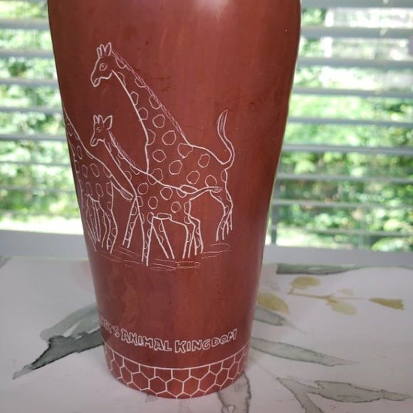 Disney Parks Animal Kingdom Kenya Giraffe Kisii Soapstone Vase 7" African Decor - Picture 3 of 9